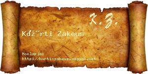 Kürti Zakeus névjegykártya